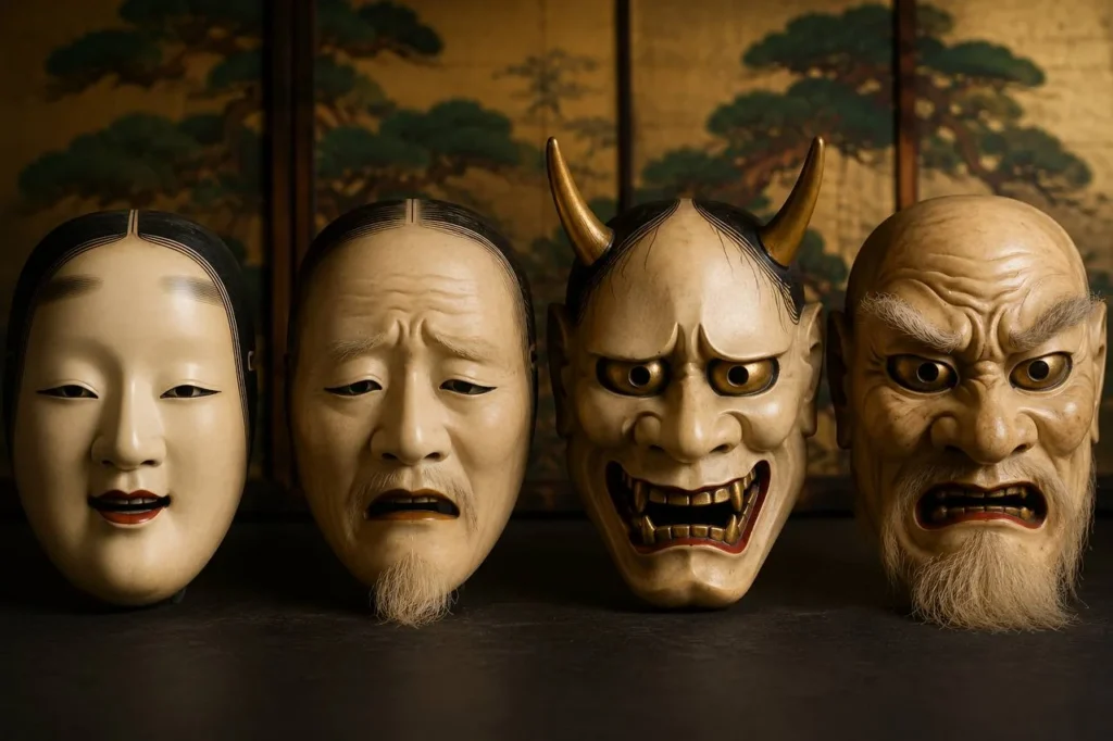 Maschere tradizionali del teatro Nō giapponese
