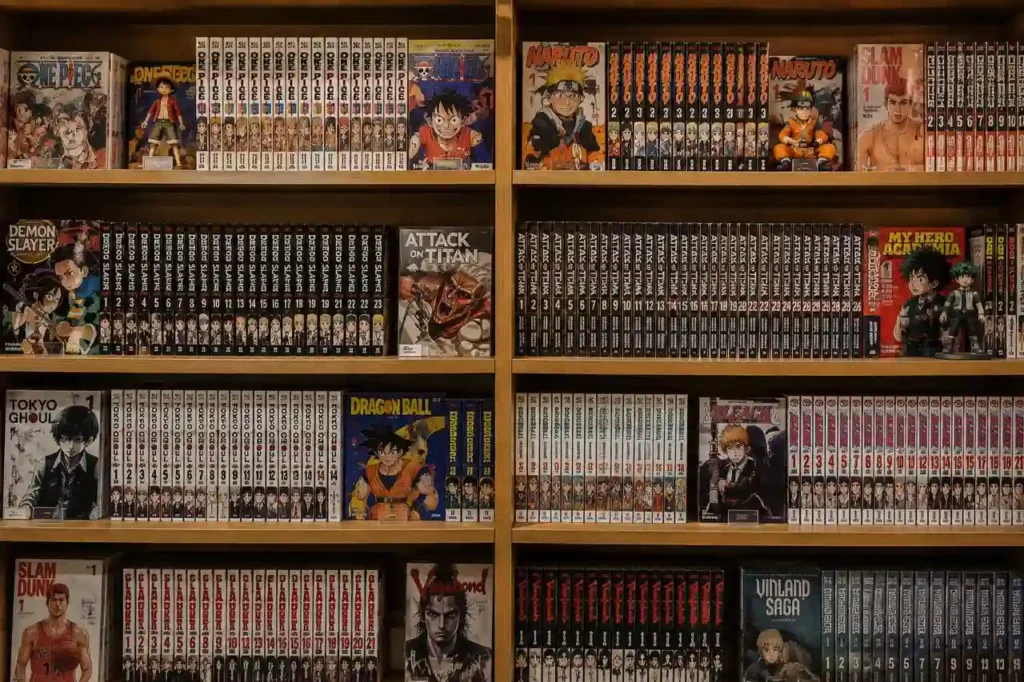 photo 2026 08 21 23 02 31 Scaffale con manga e fumetti giapponesi