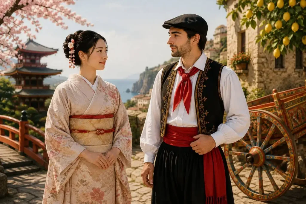 Abiti giapponesi e costumi siciliani tradizionali a confronto