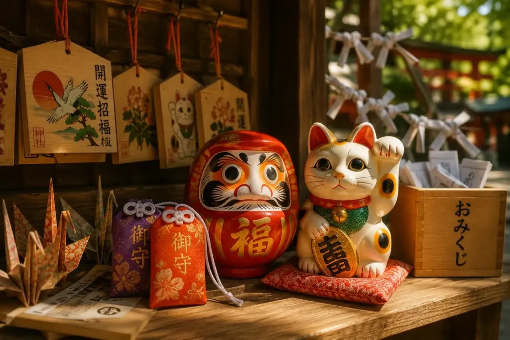 Portafortuna giapponesi tradizionali tra Daruma, Maneki Neko, Omamori ed Ema