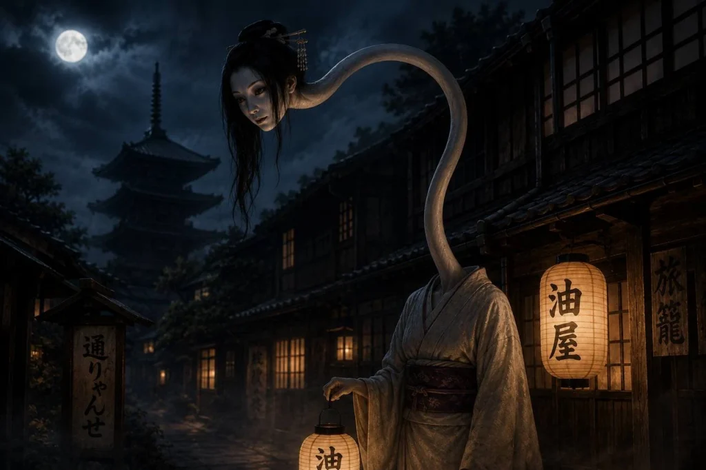  Rokurokubi, yokai giapponese raffigurato come una donna dal collo lunghissimo