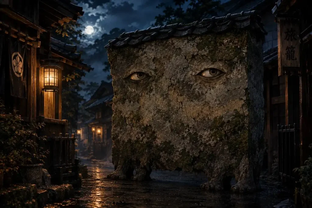 Nurikabe, yokai giapponese a forma di muro che blocca il cammino dei viaggiatori