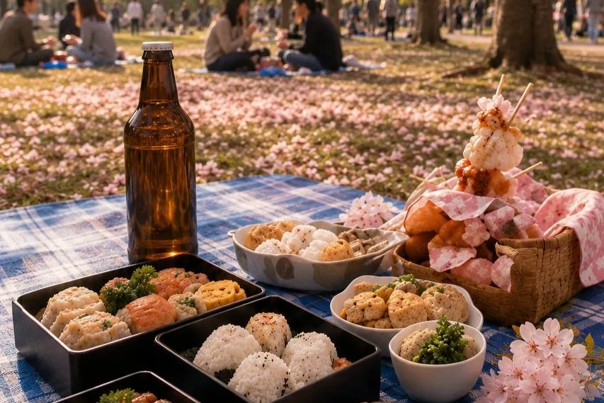 Hanami significato: picnic sotto i ciliegi in fiore in Giappone